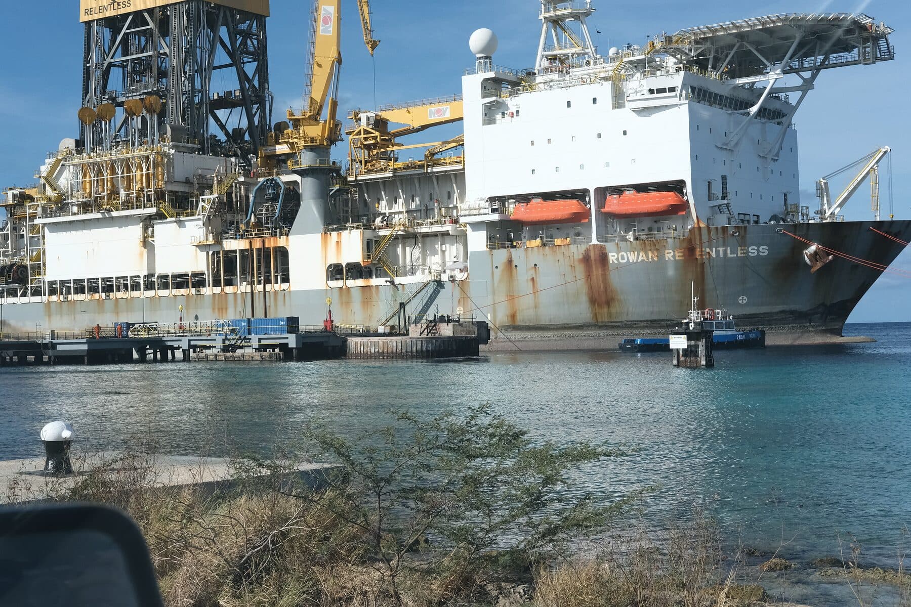 Offshore vessels moored at the quay in Curaçao